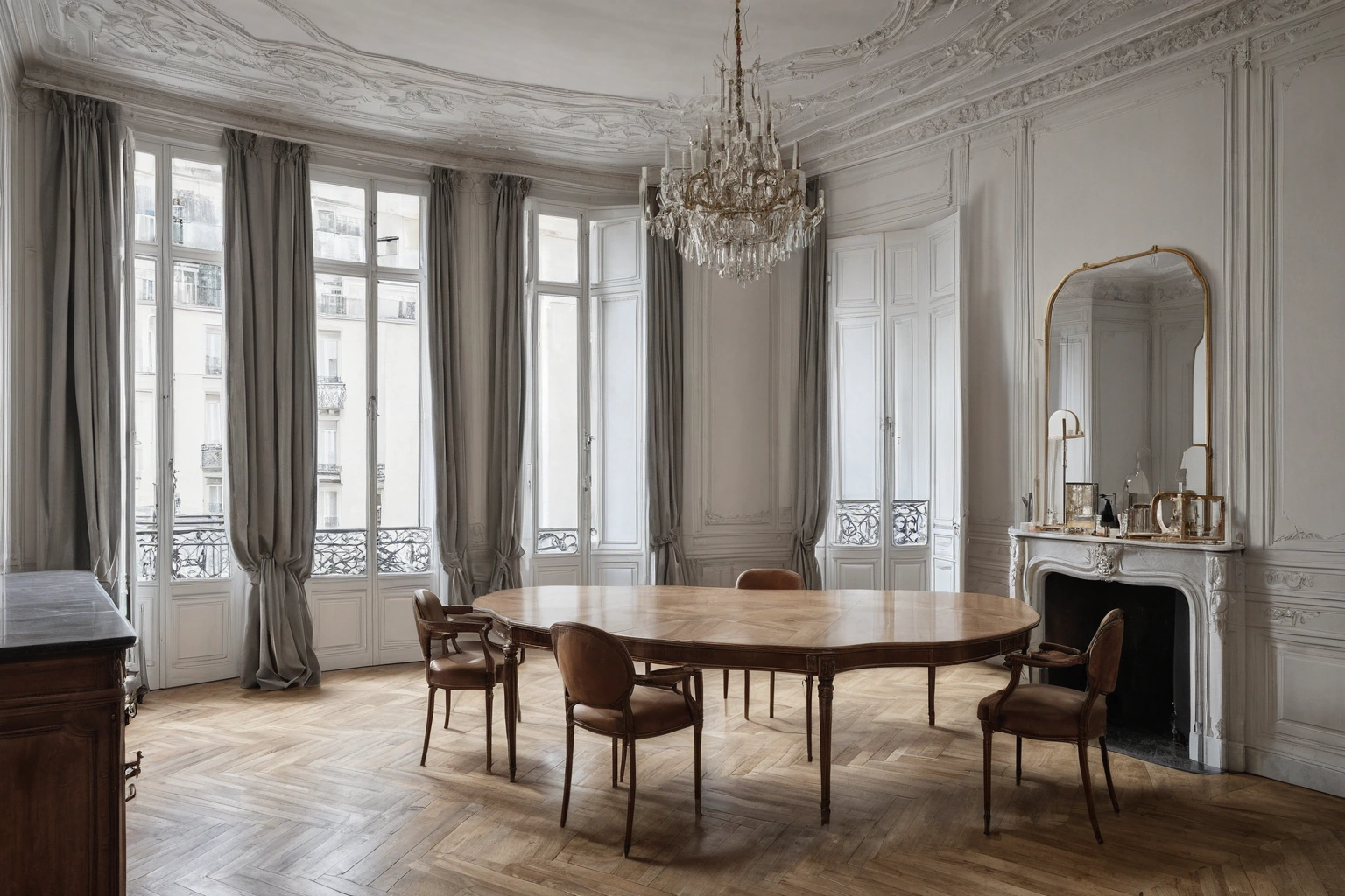 Restrained European apartment with original moldings